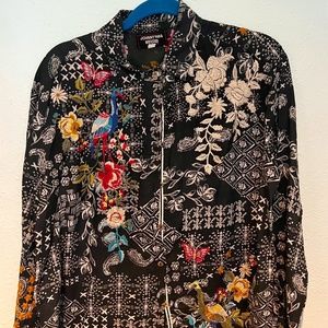 Johnny Was Black Embroidered Blouse